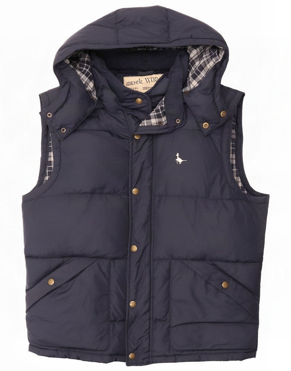 Jack Wills Mens Hooded Padded Gilet UK 36 Small Navy Blue