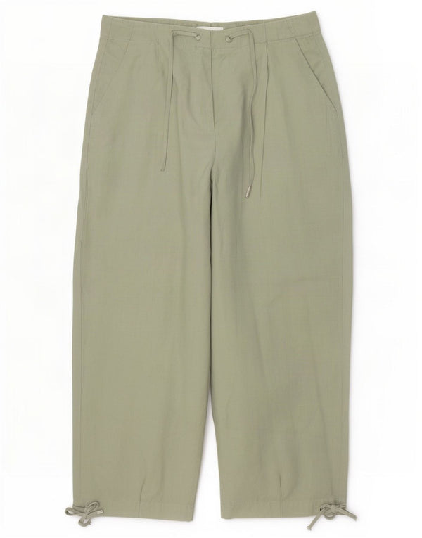 Marks & Spencer Pantalon court taille haute pour femme UK 14 Large W32 L26 Kaki