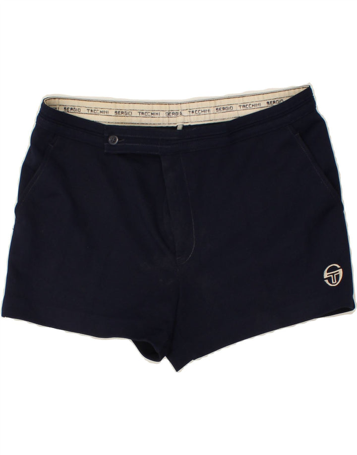 SERGIO TACCHINI Womens Chino Shorts US 10 Large W36 Navy Blue Polyester Vintage Sergio Tacchini and Second-Hand Sergio Tacchini from Messina Hembry 