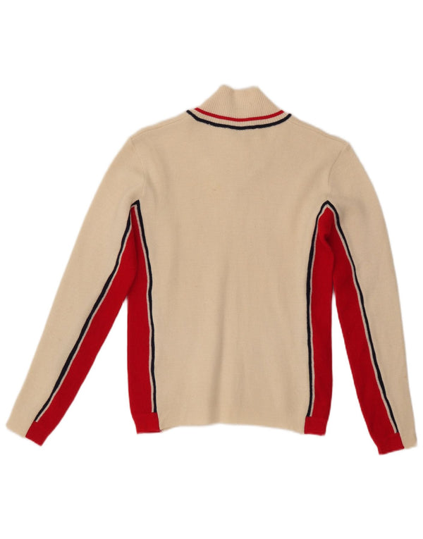 AUSTRALIAN L'ALPINA Pull col en V pour femme UK 12 Medium Off White