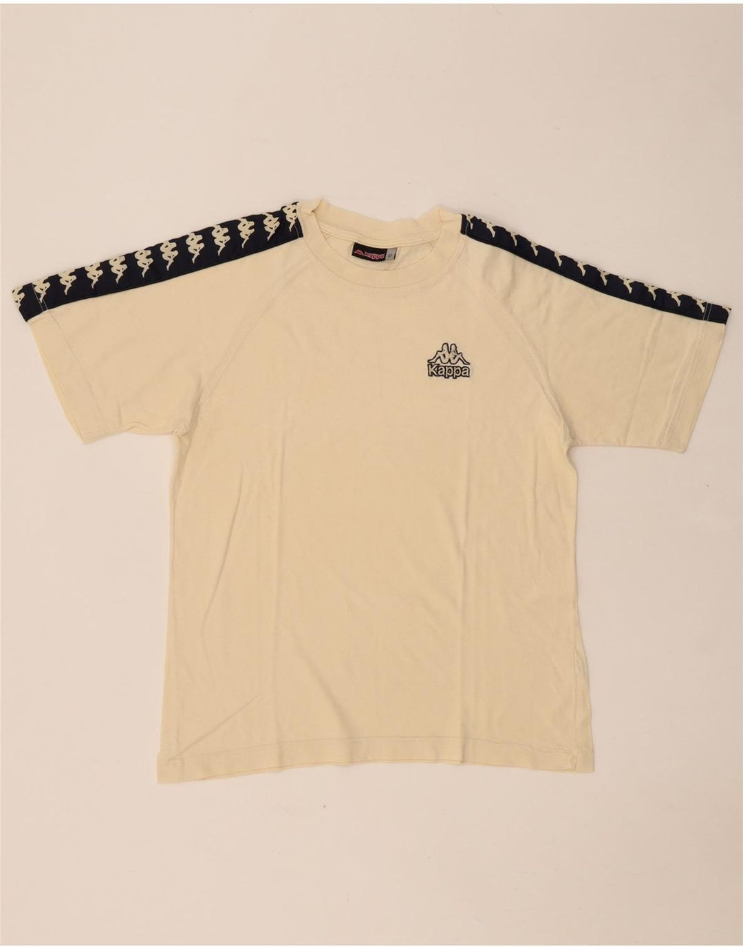 KAPPA T-Shirt Graphique Homme Petit Beige Colorblock Coton