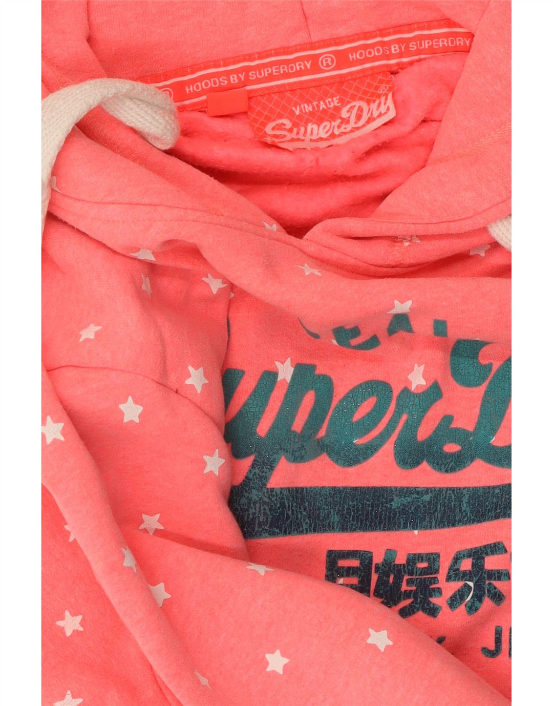 Superdry Pull à capuche graphique pour femme UK 18 XL Coton à pois rose