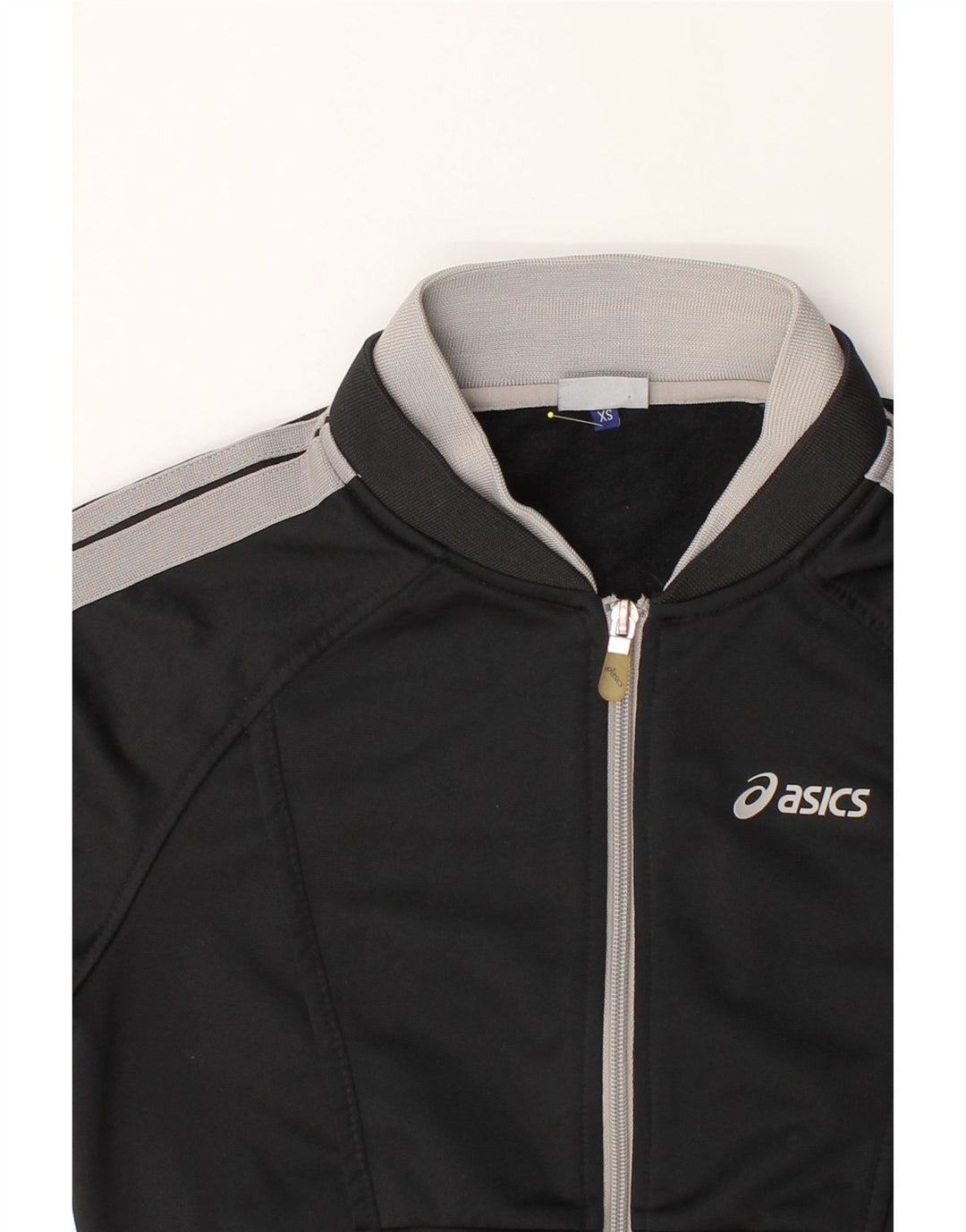 ASICS Womens Tracksuit Top Jacket UK 6 XS Black Colourblock Polyester Vintage Asics and Second-Hand Asics from Messina Hembry 