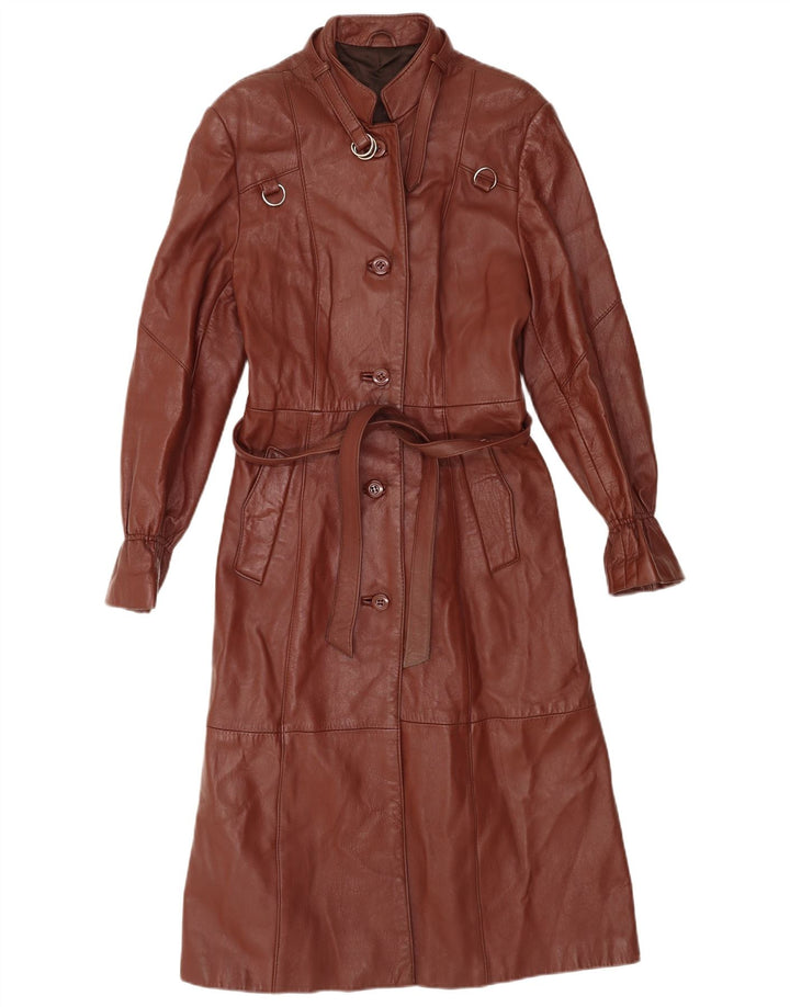 Manteau en cuir femme vintage IT 44 Cuir marron moyen