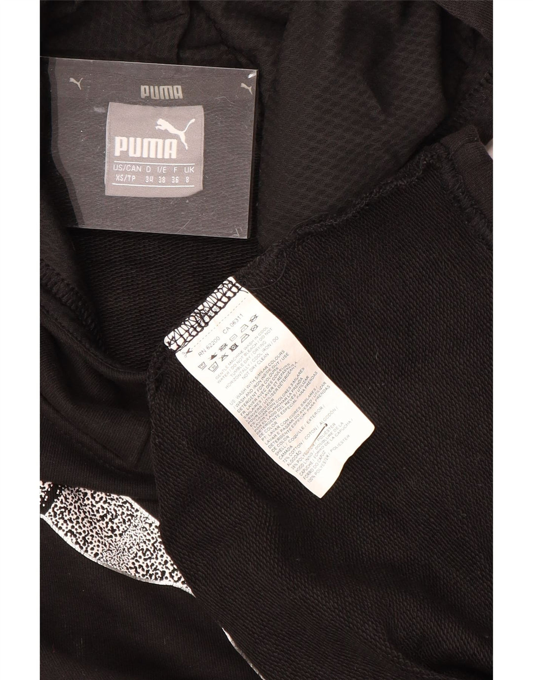 PUMA Pull à capuche graphique pour femme UK 8 Small Noir Polyester