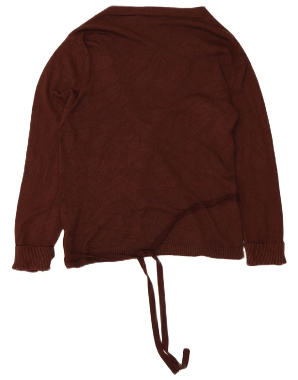 Zara Womens Wrap Cardigan Sweater UK 12 Rayonne Marron Moyen
