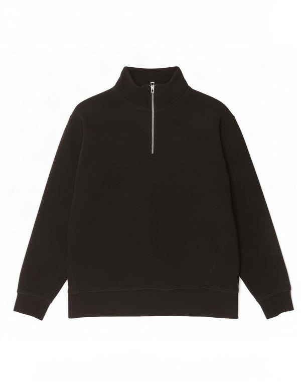 Zara Mens Zip Neck Sweatshirt Jumper Grand Noir Coton