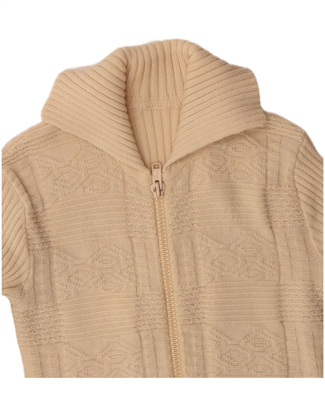 VINTAGE Pull Cardigan Femme UK 10 Petit Beige