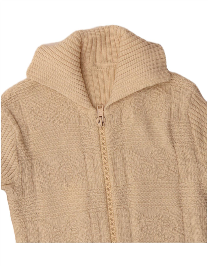 VINTAGE Pull Cardigan Femme UK 10 Petit Beige
