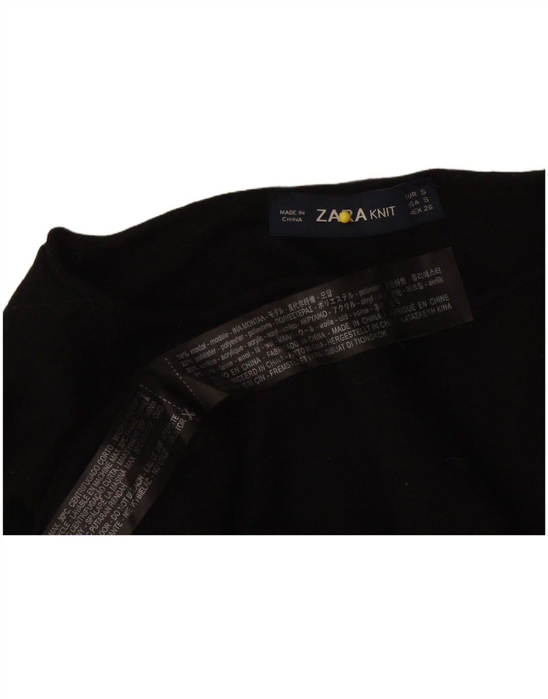 Zara Haut à manches longues pour femme UK 10 Small Noir Modal