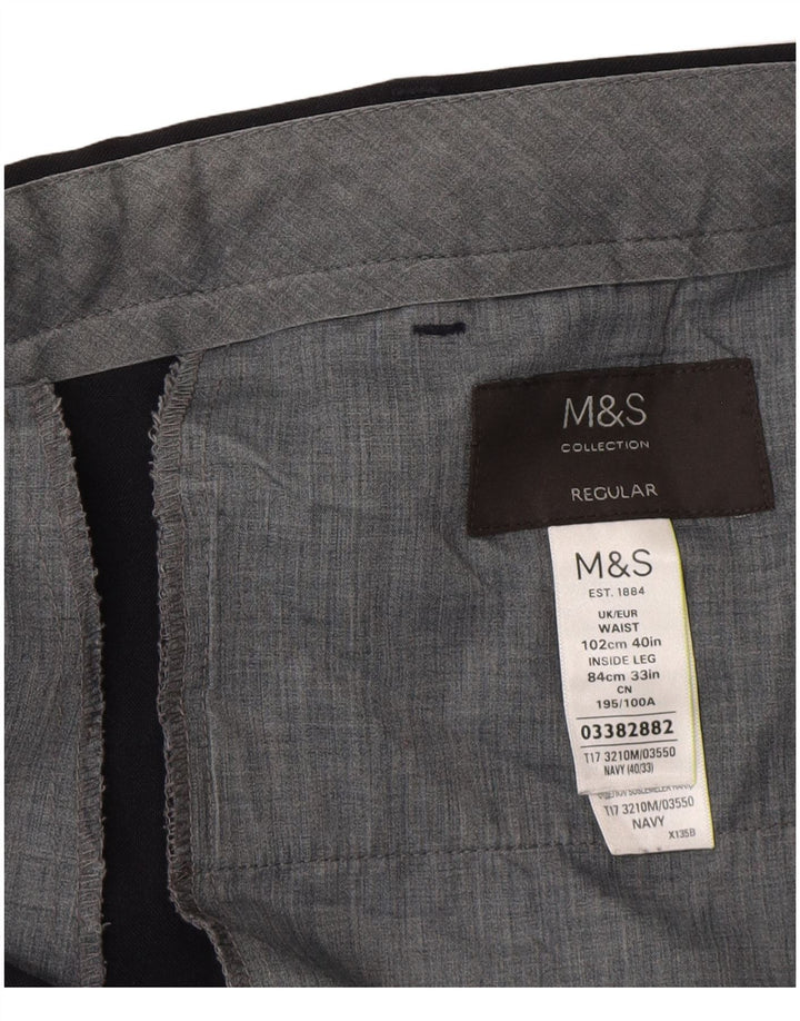 Marks & Spencer Pantalon de costume droit pour homme W40 L33 Bleu marine