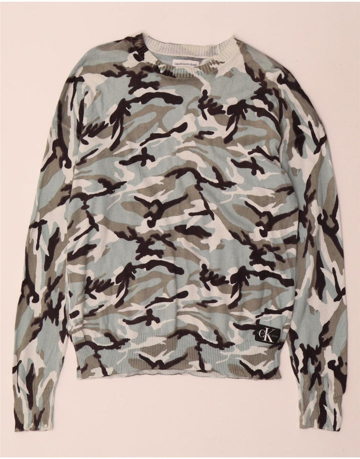 CALVIN KLEIN JEANS Pull col bateau pour femme UK 14 Bleu moyen