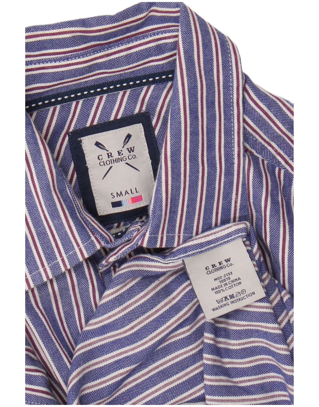Crew Clothing Chemise Homme Small Bleu Rayé Coton
