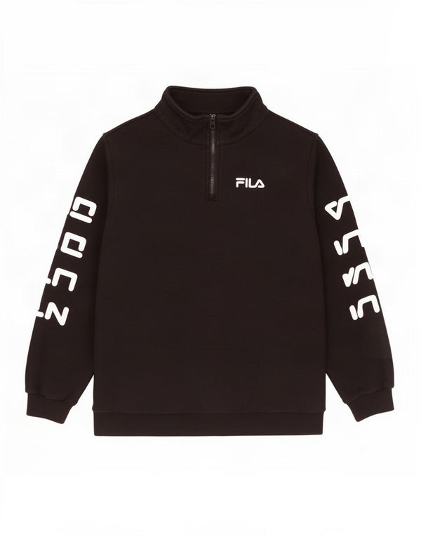 Fila Sweat-shirt surdimensionné à col zippé pour femme UK 10 Small Noir