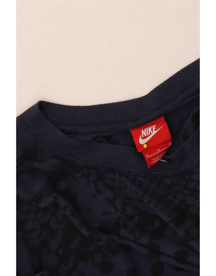 Nike T-shirt à motif abstrait pour femme UK 14 Bleu marine moyen