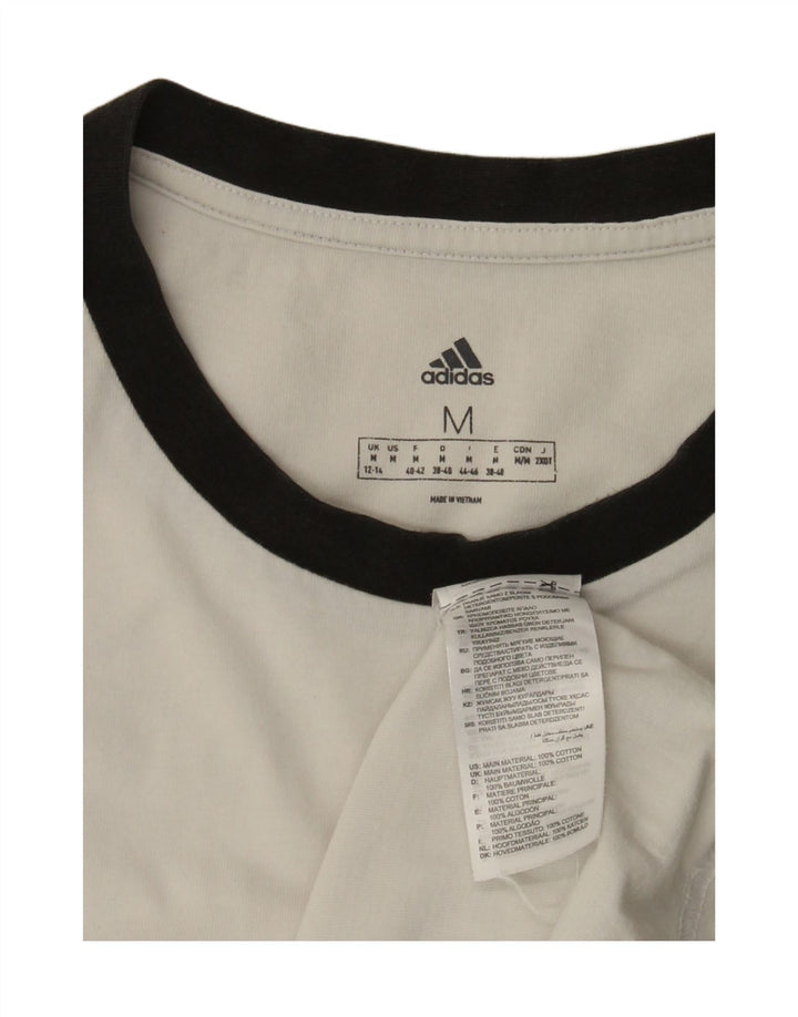 Adidas T-Shirt Femme Top UK 12/14 Coton Blanc Moyen