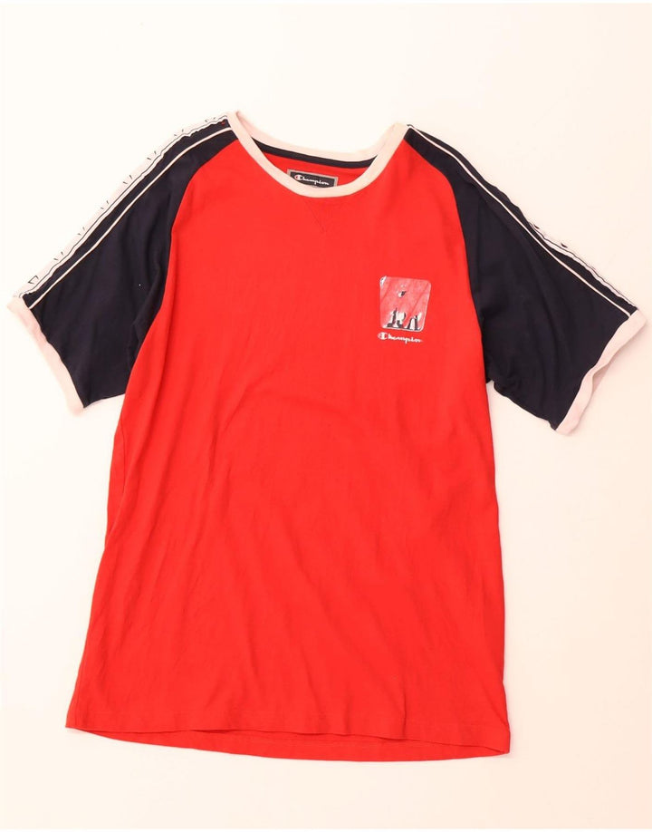 CHAMPION T-Shirt Graphique Homme 2XL Rouge Colorblock Coton