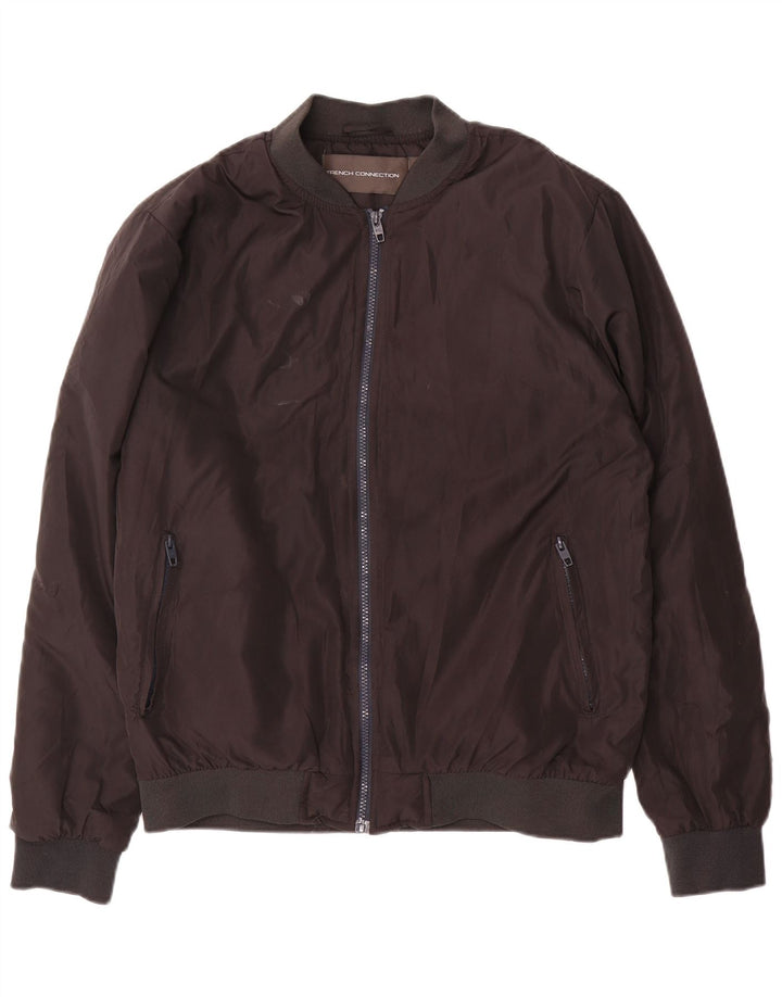 French Connection Veste Bomber Homme UK 40 Large Noir Polyester