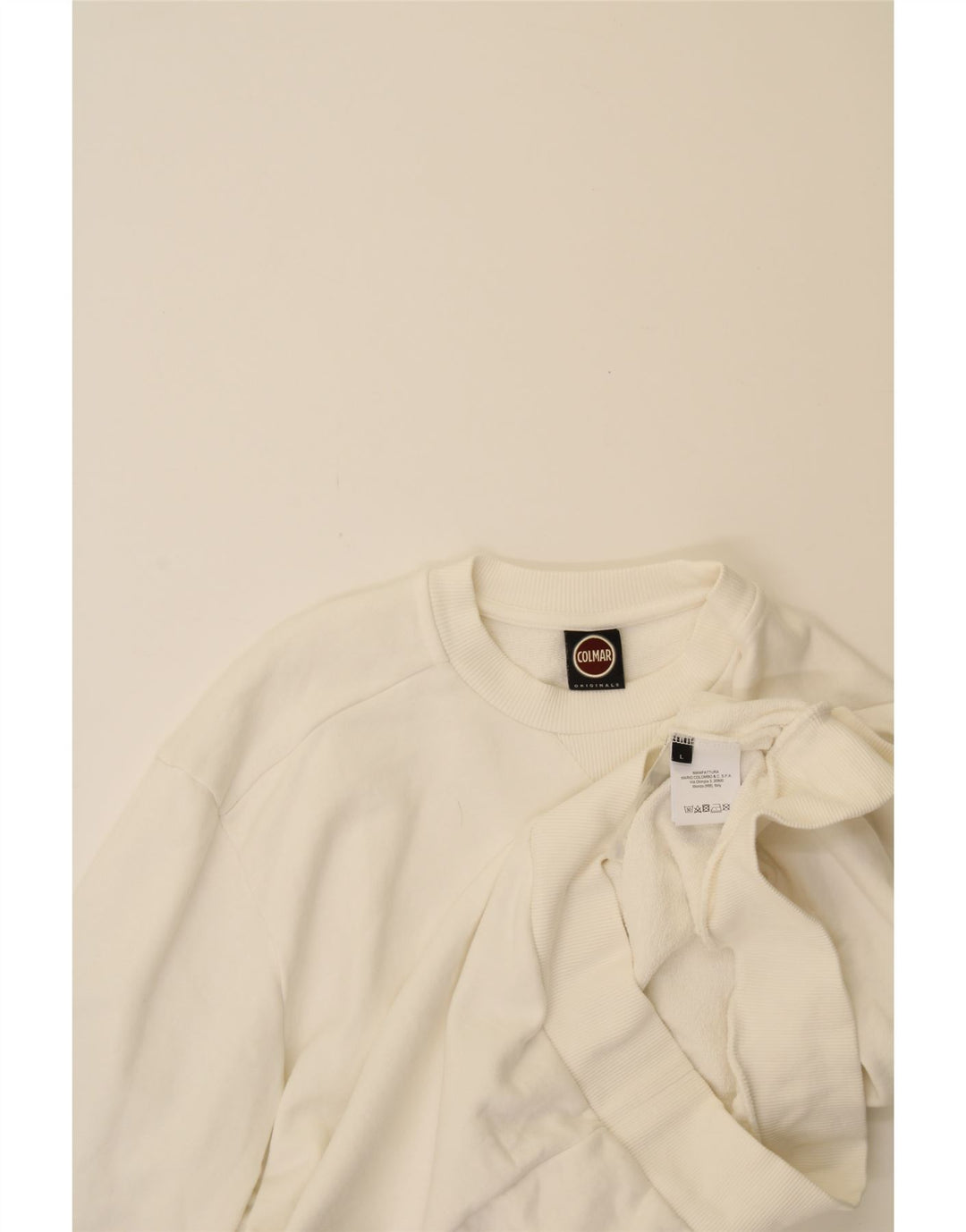 COLMAR Womens Graphic Sweatshirt Jumper UK 16 Large White Cotton Vintage Colmar and Second-Hand Colmar from Messina Hembry 