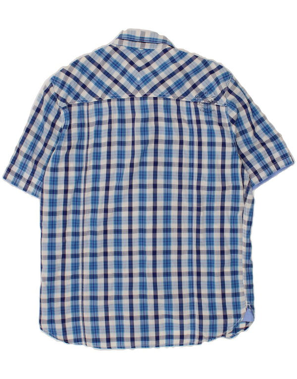 PEPE JEANS Mens Regular Fit Short Sleeve Shirt Medium Blue Check Cotton