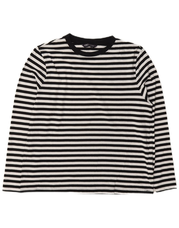 Marks & Spencer Haut à manches longues pour femme UK 12 Medium Blanc Rayé Nautique