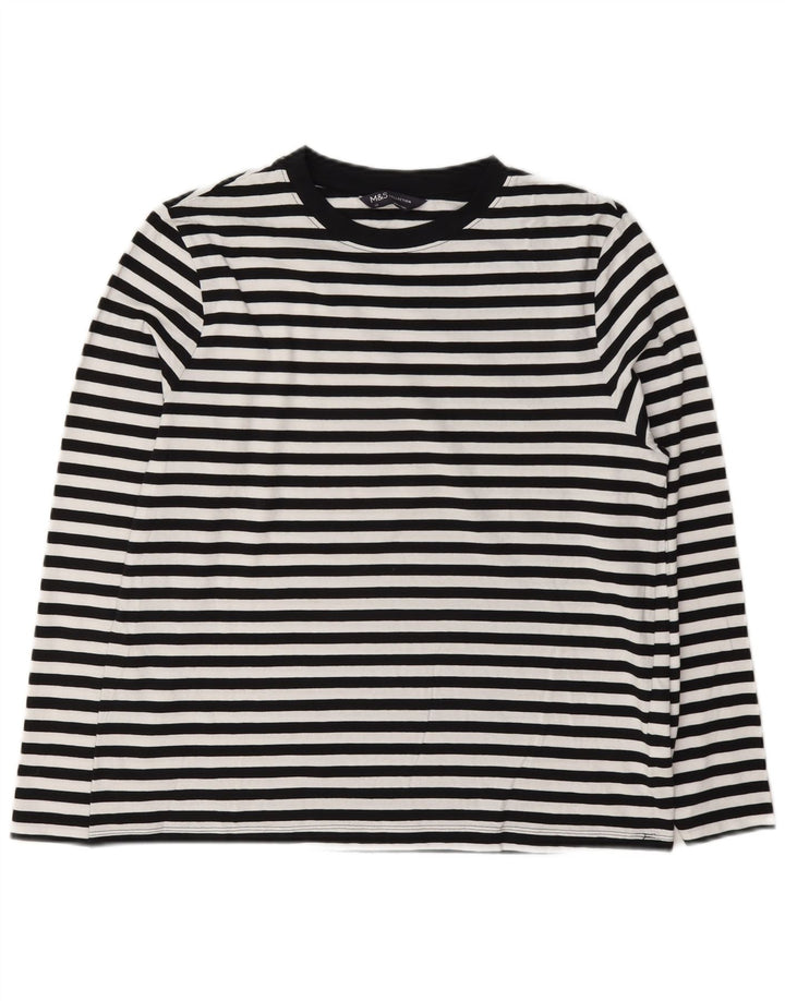 Marks & Spencer Haut à manches longues pour femme UK 12 Medium Blanc Rayé Nautique