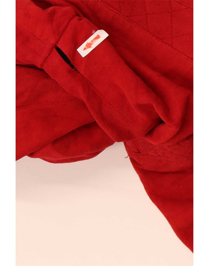 vintage Femmes 1 Bouton Veste Blazer En Daim UK 12 Rouge Moyen