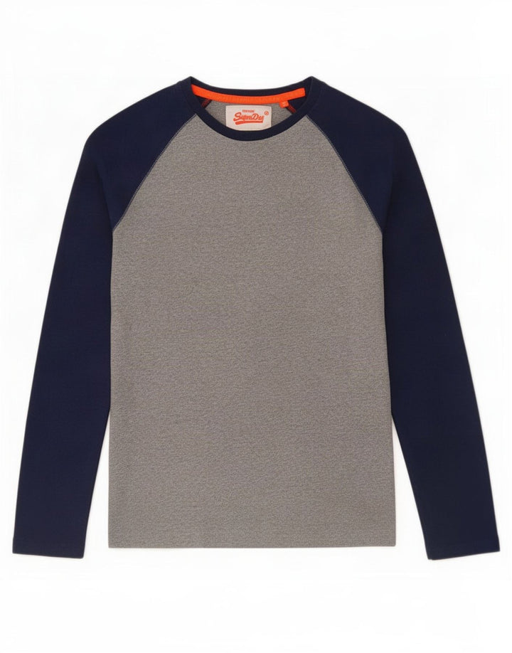 Superdry Haut à manches longues en coton color block gris pour homme