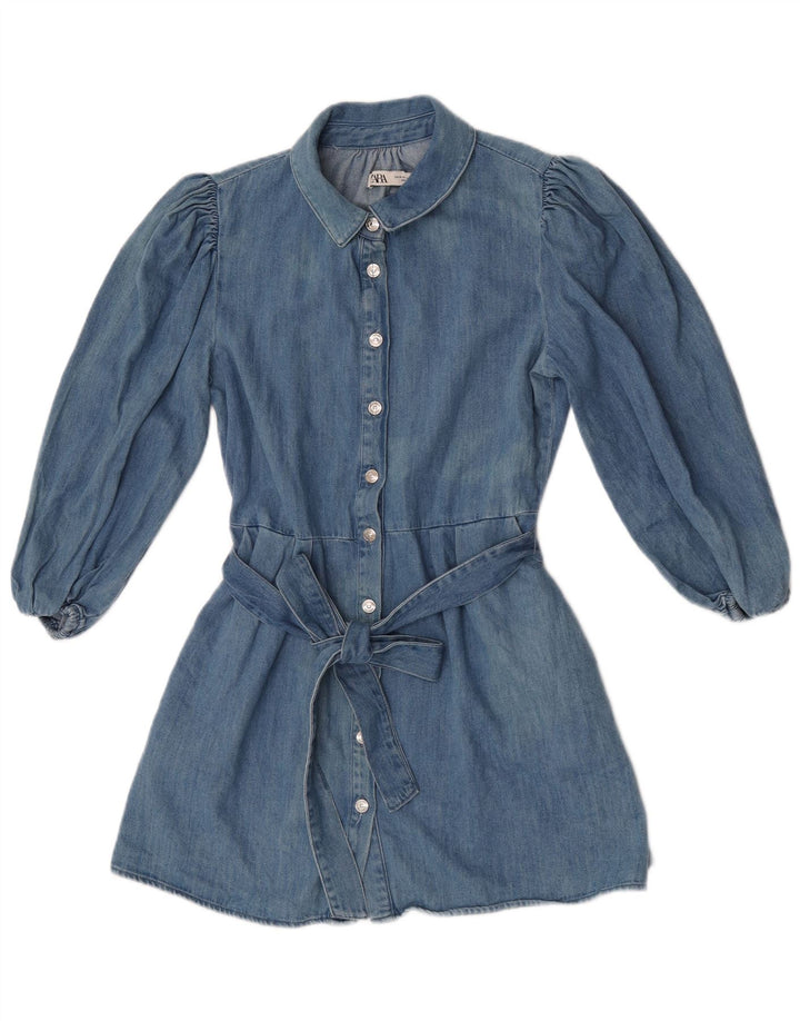Zara Robe en jean à manches longues pour femme UK 12 Bleu moyen