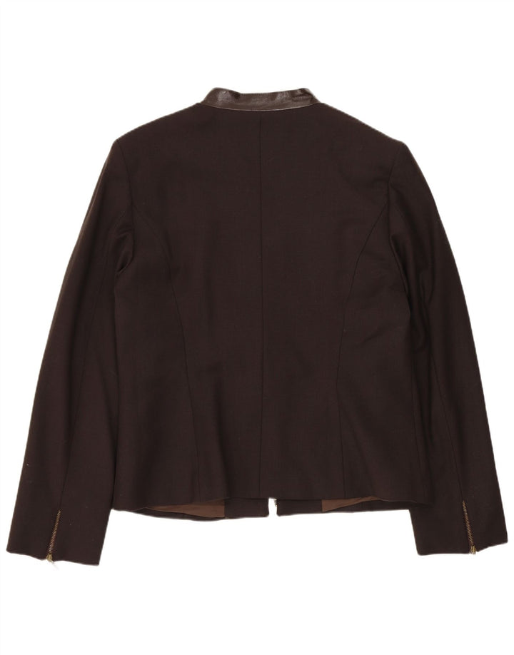 VINTAGE Veste Blazer Femme IT 46 Grande Laine Marron