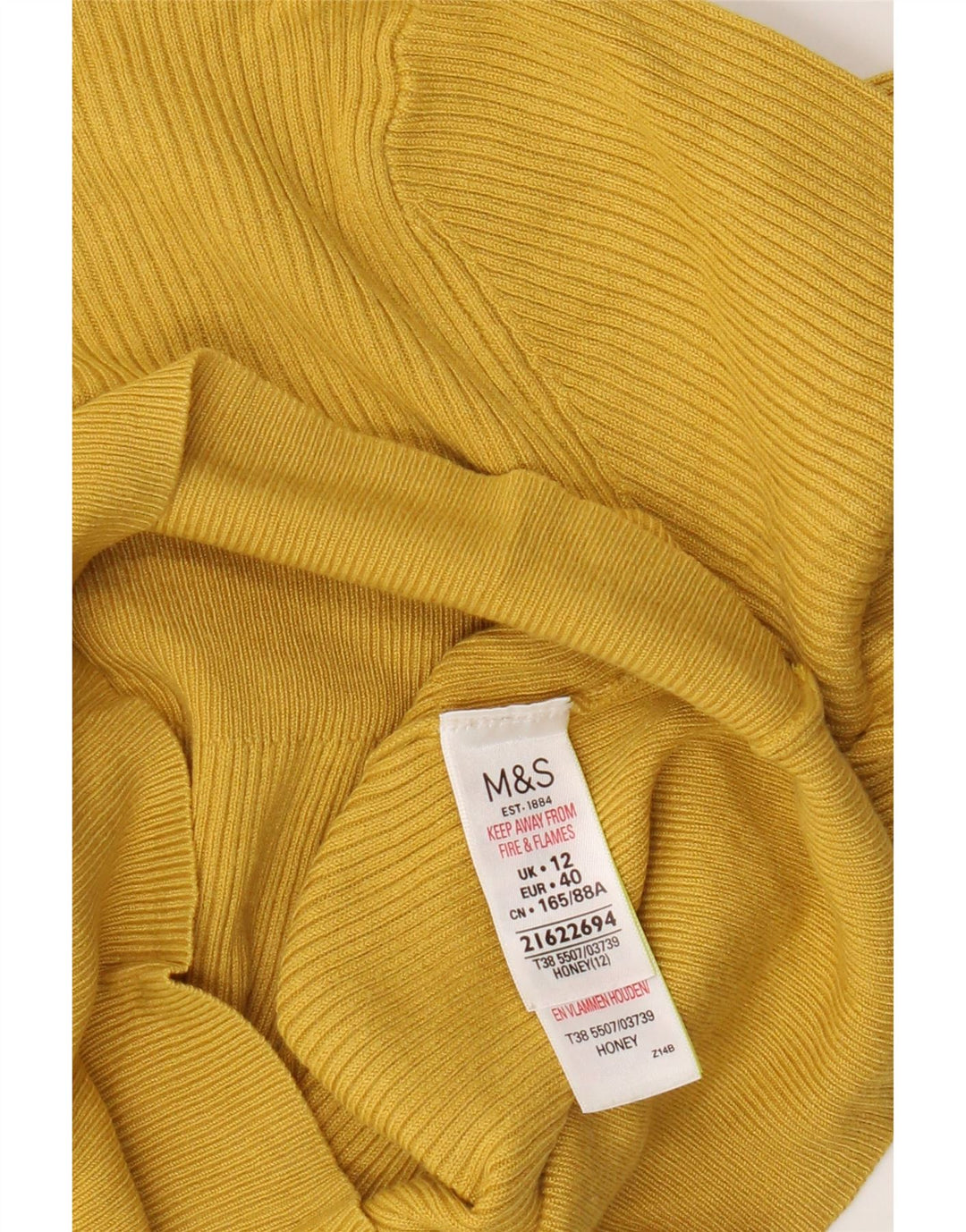 Marks & Spencer Pull à col rond pour femme UK 12 Viscose jaune moyen