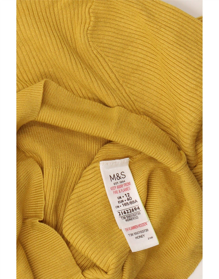 Marks & Spencer Pull à col rond pour femme UK 12 Viscose jaune moyen