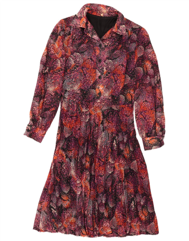 Robe chemise à motif abstrait femme vintage EU 40 Bourgogne moyen
