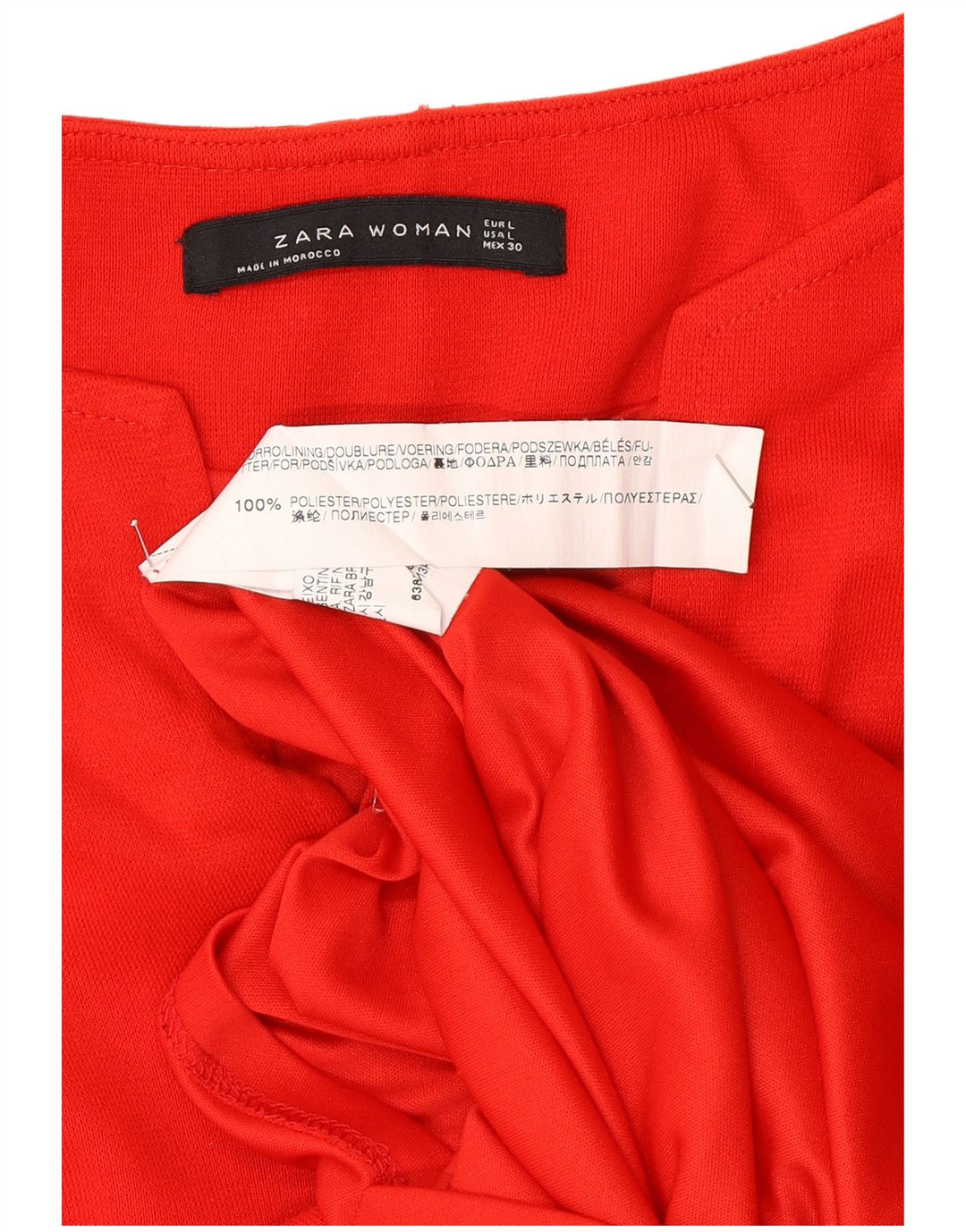 Zara Robe tunique à manches 3/4 pour femme UK 16 Large Rouge Polyester
