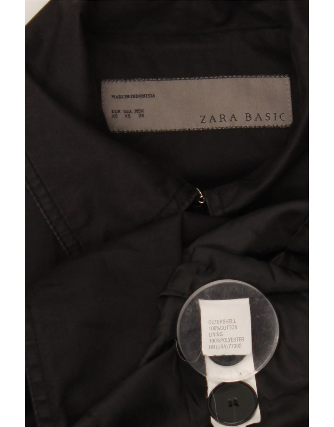 ZARA Femme Trench Coat UK 6 XS Coton Noir
