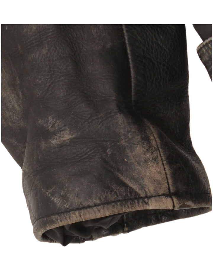 veste motard en cuir homme vintage UK 36 petit motard noir