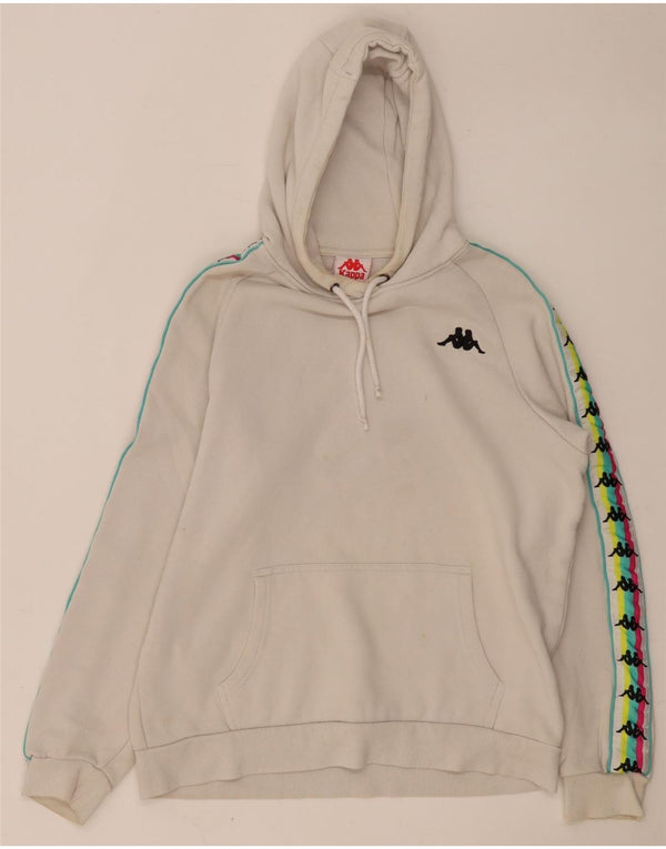 Kappa Womens Graphic Hoodie Jumper UK 14 Medium Grey Colourblock Cotton