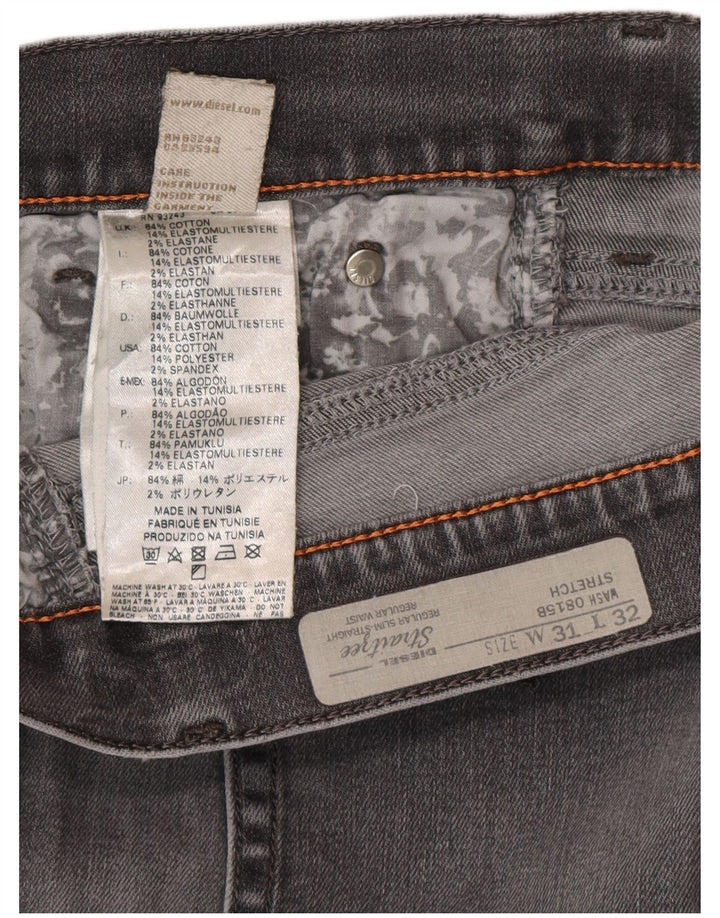 Diesel Femme Regular Slim Jean Droit W31 L32 Gris Coton
