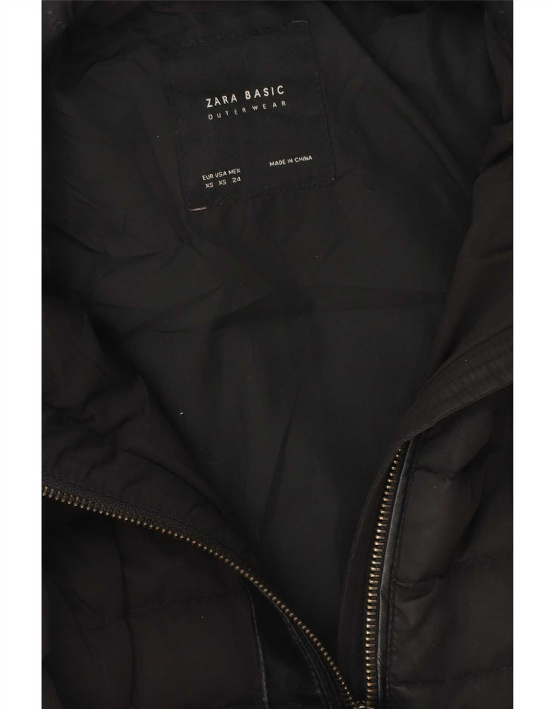 Zara Manteau matelassé surdimensionné à capuche pour femme UK 6 XS Noir