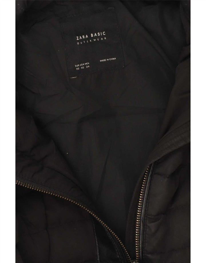 Zara Manteau matelassé surdimensionné à capuche pour femme UK 6 XS Noir