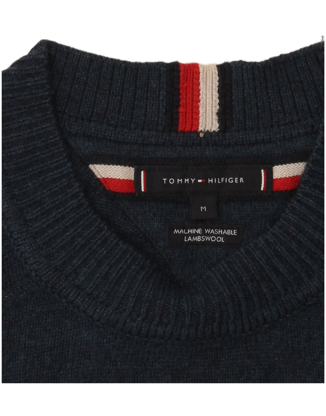 Tommy Hilfiger Pull Ras du Cou Homme Bleu Marine Moyen Laine d'Agneau