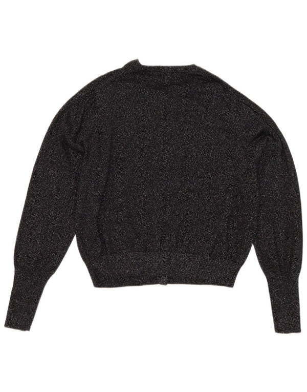 Marks & Spencer Pull cardigan court pour femme UK 14 Large Viscose noire