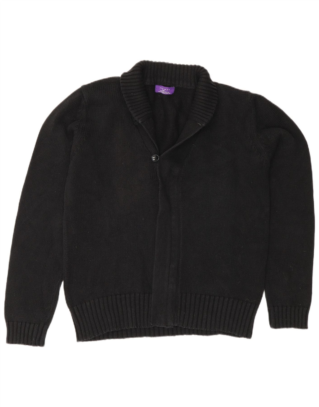 Zara Homme Cardigan Pull Moyen Noir Coton Classique