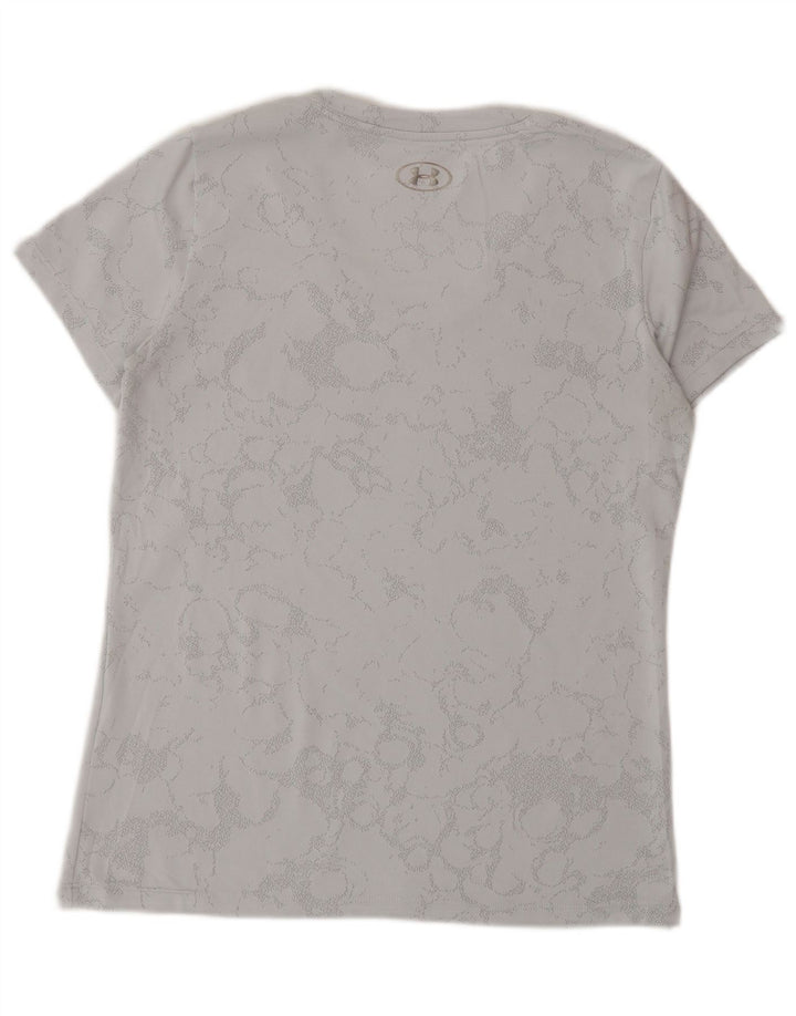 Under Armour Heat Gear T-shirt à motif abstrait pour femme UK 10 Petit Gris