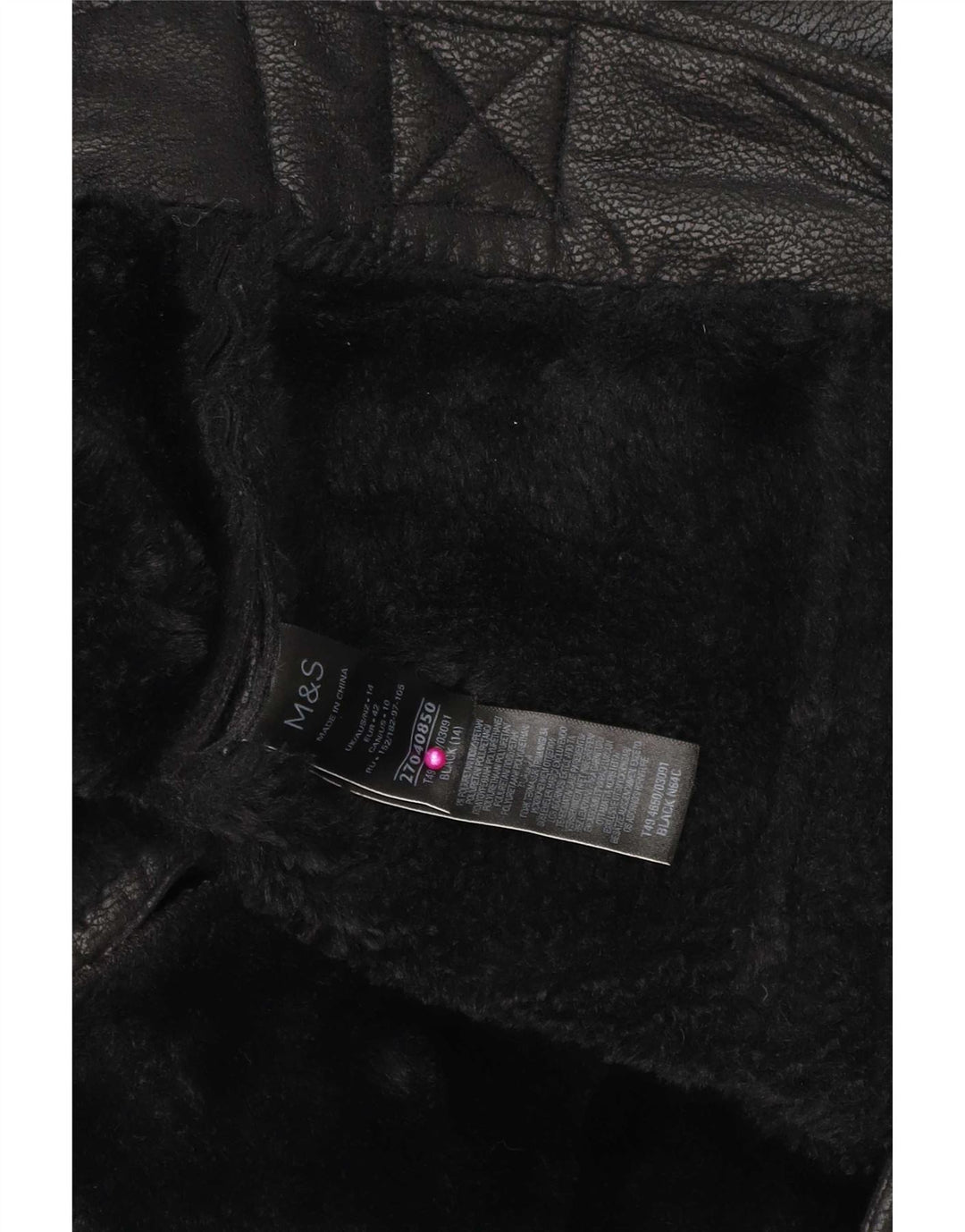 Marks & Spencer Veste Sherpa Femme UK 14 Large Noir Polyéthylène