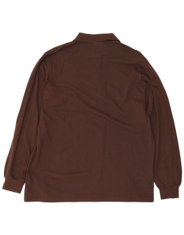 Lacoste Polo à manches longues pour homme Taille 5 Grand coton marron