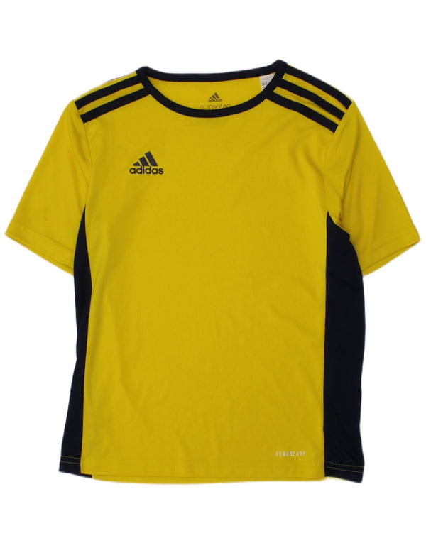 Adidas Boys Aeroready T-Shirt Top 9-10 Years Yellow Colourblock