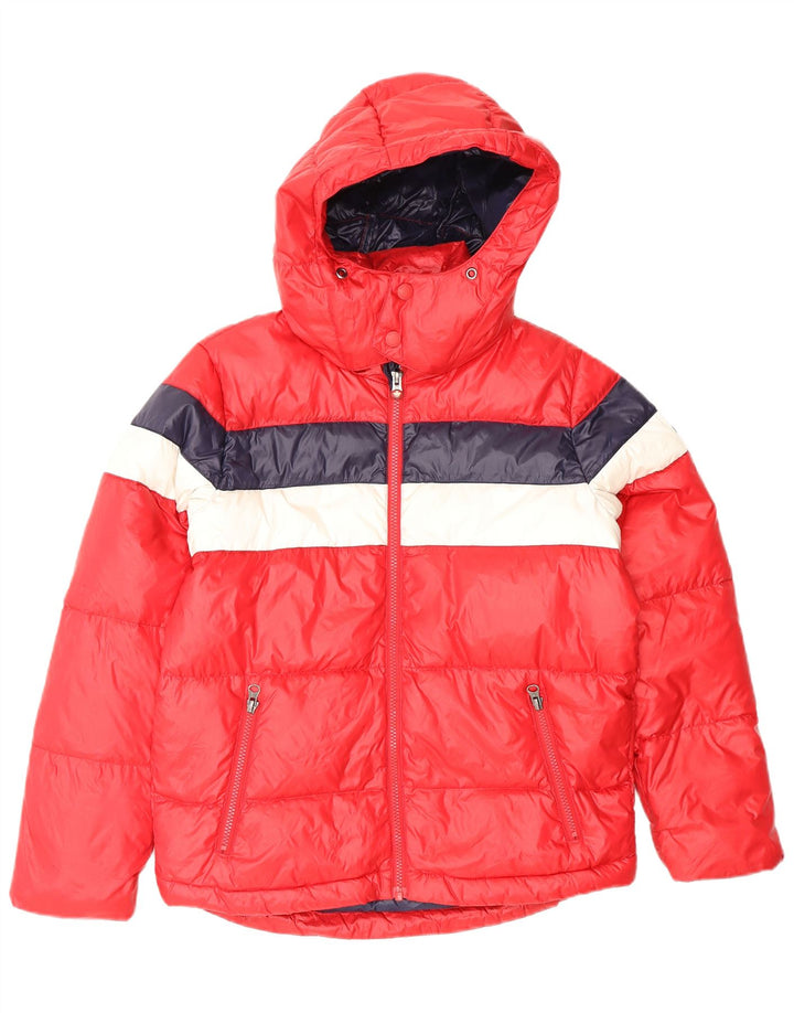 CANADIENS Veste matelassée à capuche pour femme UK 14 Rouge moyen Colourblock