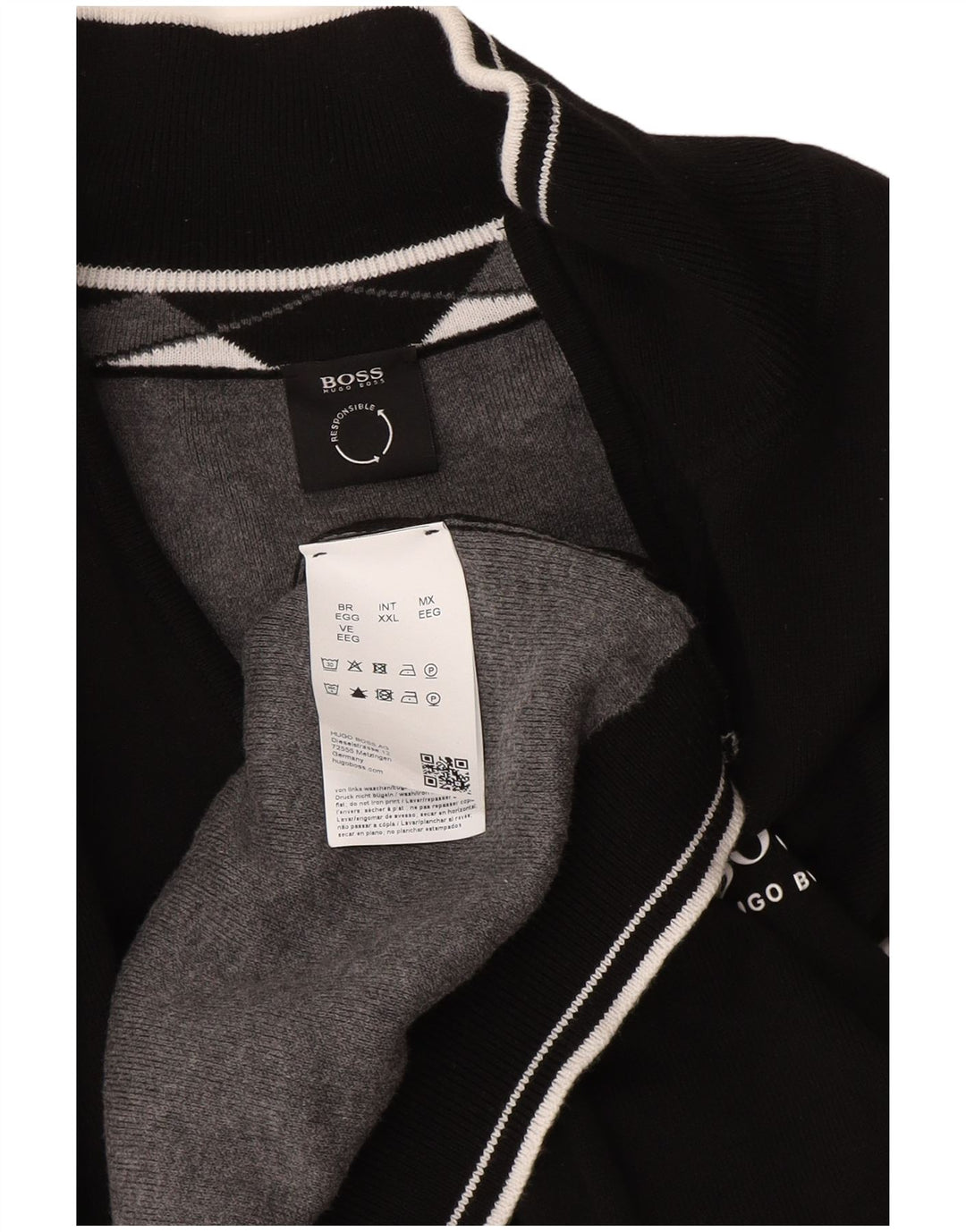 Hugo Boss Pull à col zippé pour homme 2XL Coton noir