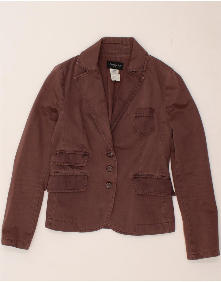 PATRIZIA PEPE Womens 3 Button Blazer Jacket IT 40 Small Brown Cotton Vintage Patrizia Pepe and Second-Hand Patrizia Pepe from Messina Hembry 